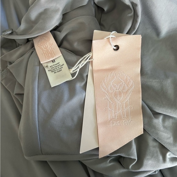 NWT We Are HAH Southern Lady Open Back Long Sleeve Midi Dress in Gray Sz M - Picture 8 of 8